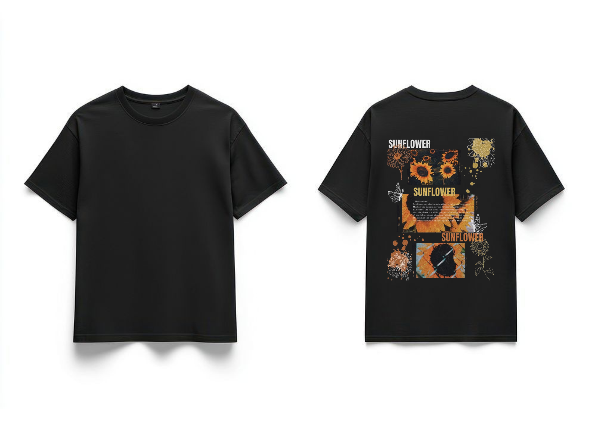 Men's "Sunflower" Aesthetic Graphic Oversized T-Shirt - Black | 85FASHIONSTORE