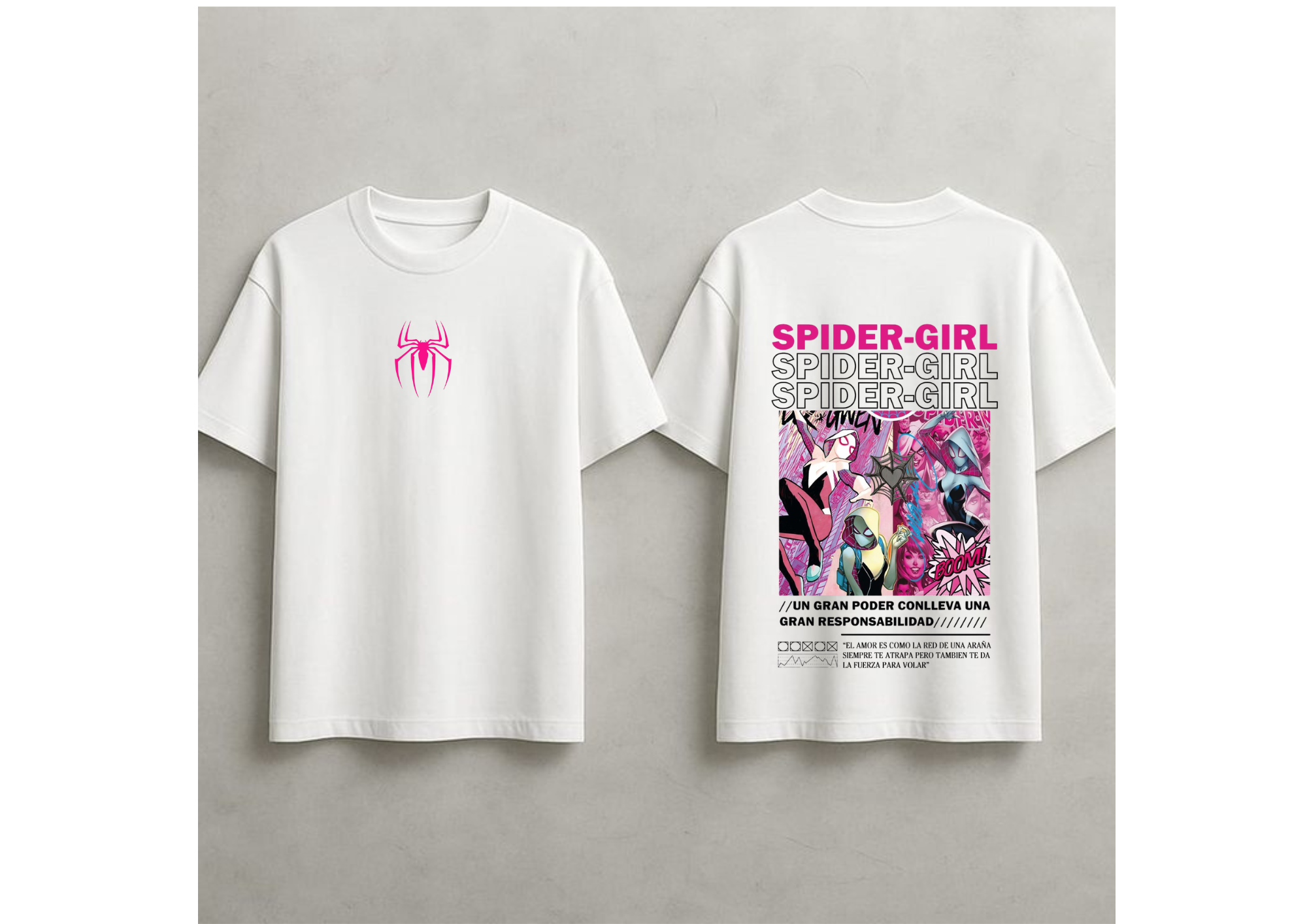 Spider-Girl Retro Comic Graphic Oversized T-Shirt - White| 85FASHIONSTORE
