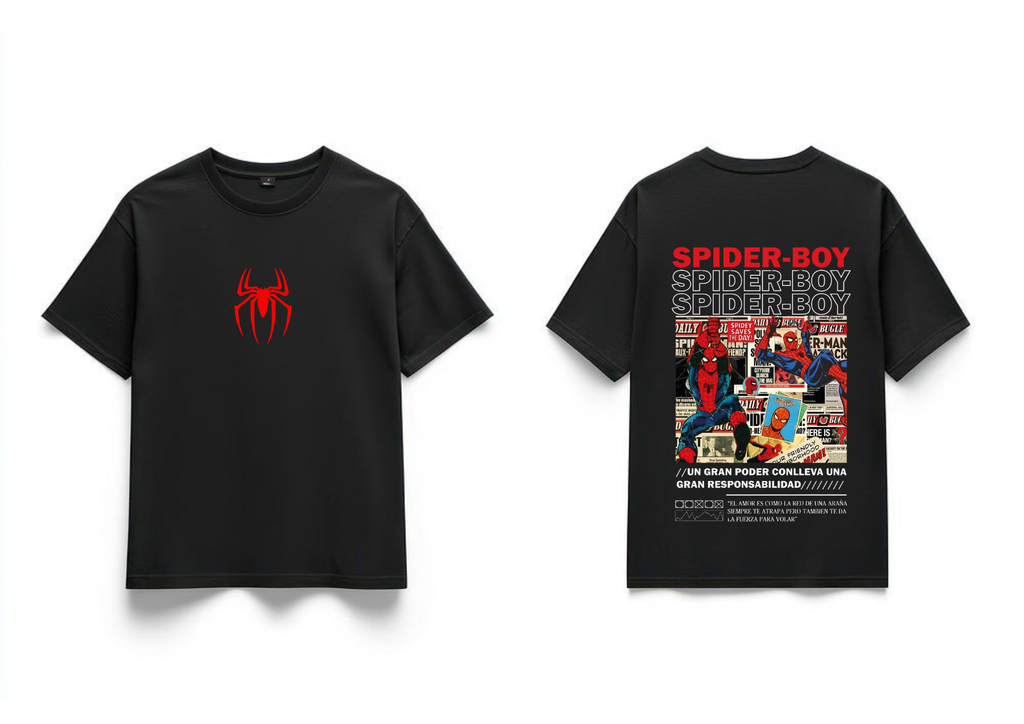 Spider-Boy Retro Comic Graphic Oversized T-Shirt - Black | 85FASHIONSTORE