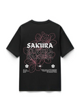 "SAKURA" Black Premium Oversized T-Shirts | 85FASHIONSTORE
