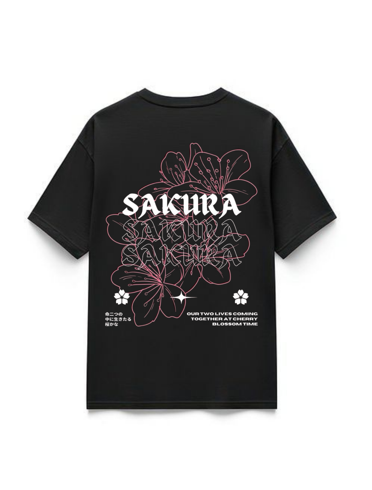 "SAKURA" Black Premium Oversized T-Shirts | 85FASHIONSTORE