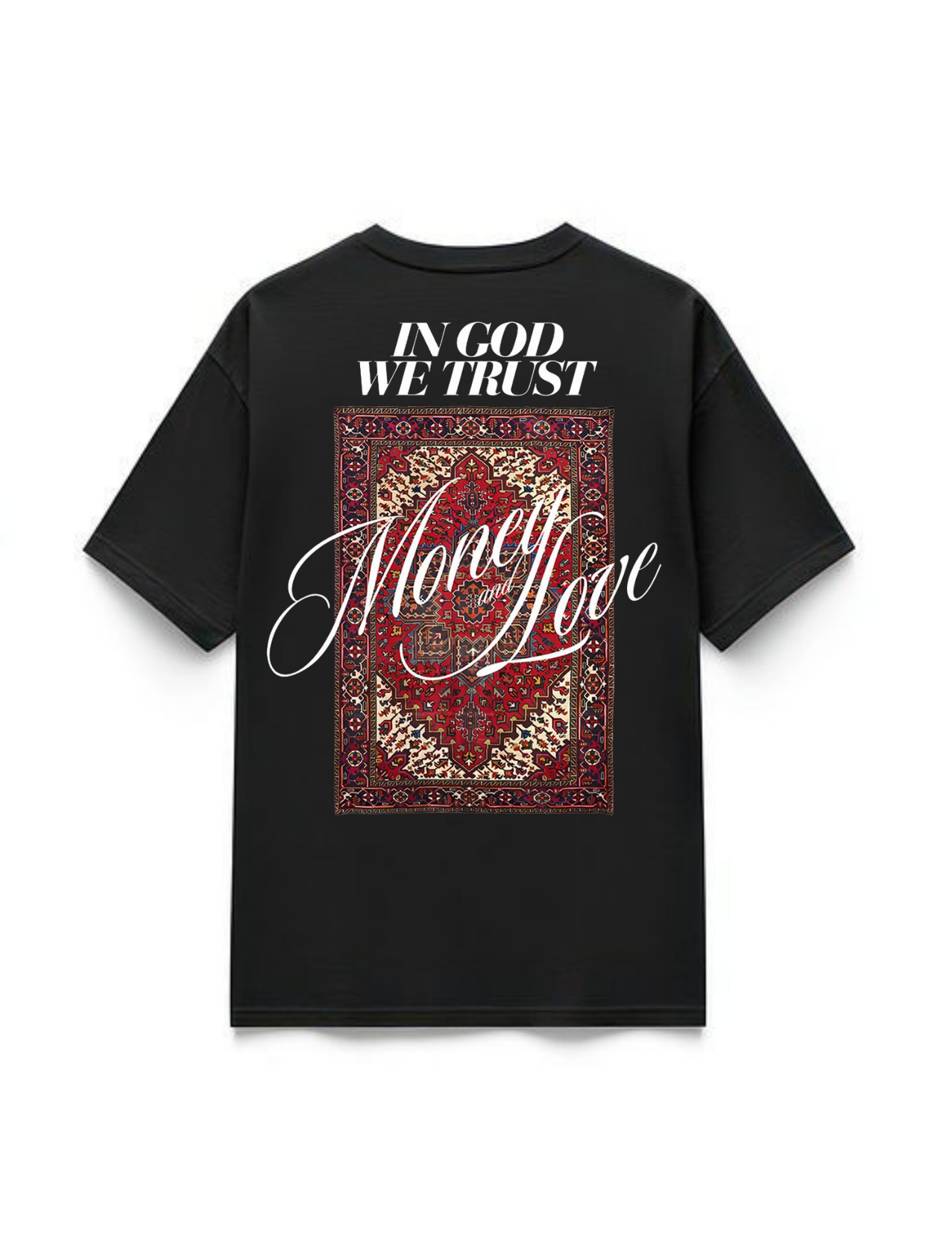"IN GOD WE TRUST" Black Premium Oversized T-Shirts | 85FASHIONSTORE