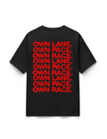 "OWN LANE" Black Premium Oversized T-Shirts | 85FASHIONSTORE