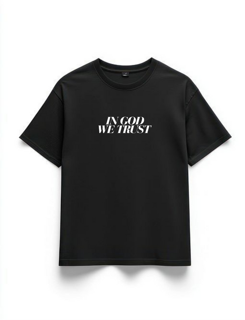 "IN GOD WE TRUST" Black Premium Oversized T-Shirts | 85FASHIONSTORE
