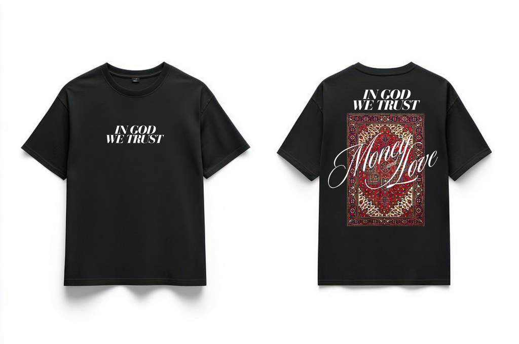 "IN GOD WE TRUST" Black Premium Oversized T-Shirts | 85FASHIONSTORE