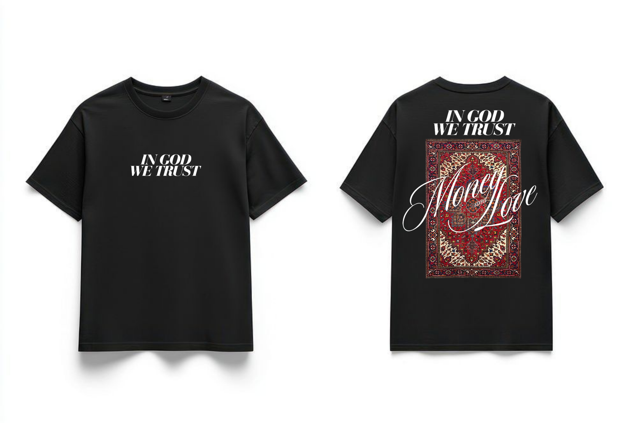 "IN GOD WE TRUST" Black Premium Oversized T-Shirts | 85FASHIONSTORE