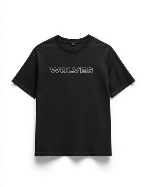"WOLVES" Black Premium Oversized T-Shirts | 85FASHIONSTORE