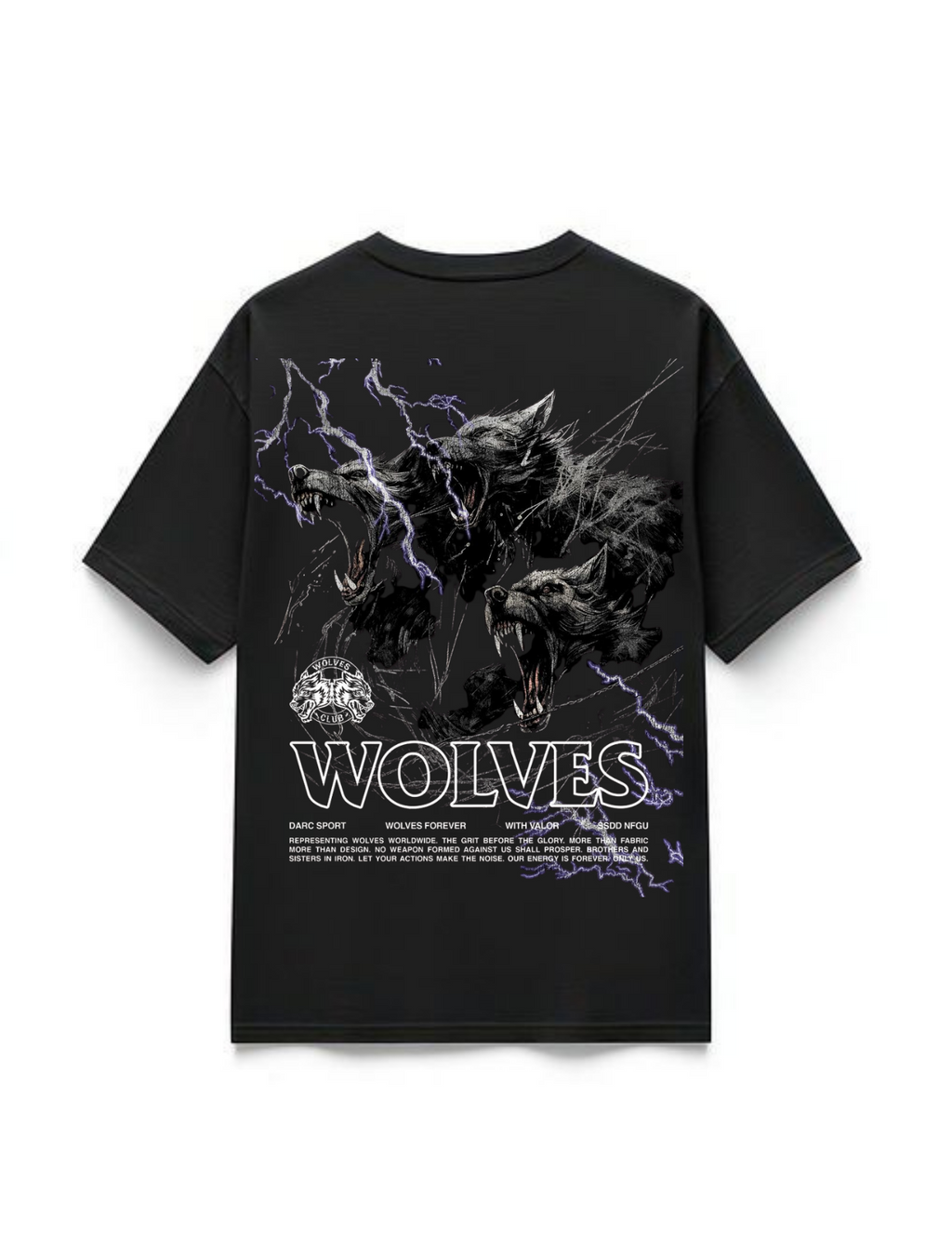 "WOLVES" Black Premium Oversized T-Shirts | 85FASHIONSTORE