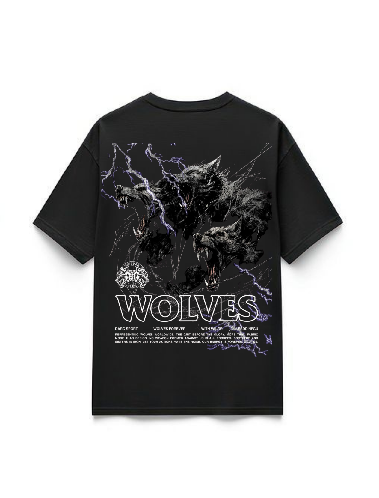 "WOLVES" Black Premium Oversized T-Shirts | 85FASHIONSTORE