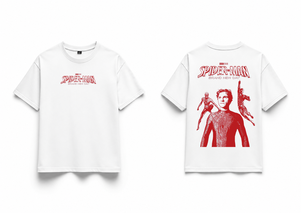 Spider Man Iconic Red Line Art Premium Oversized T-Shirts | 85FASHIONSTORE