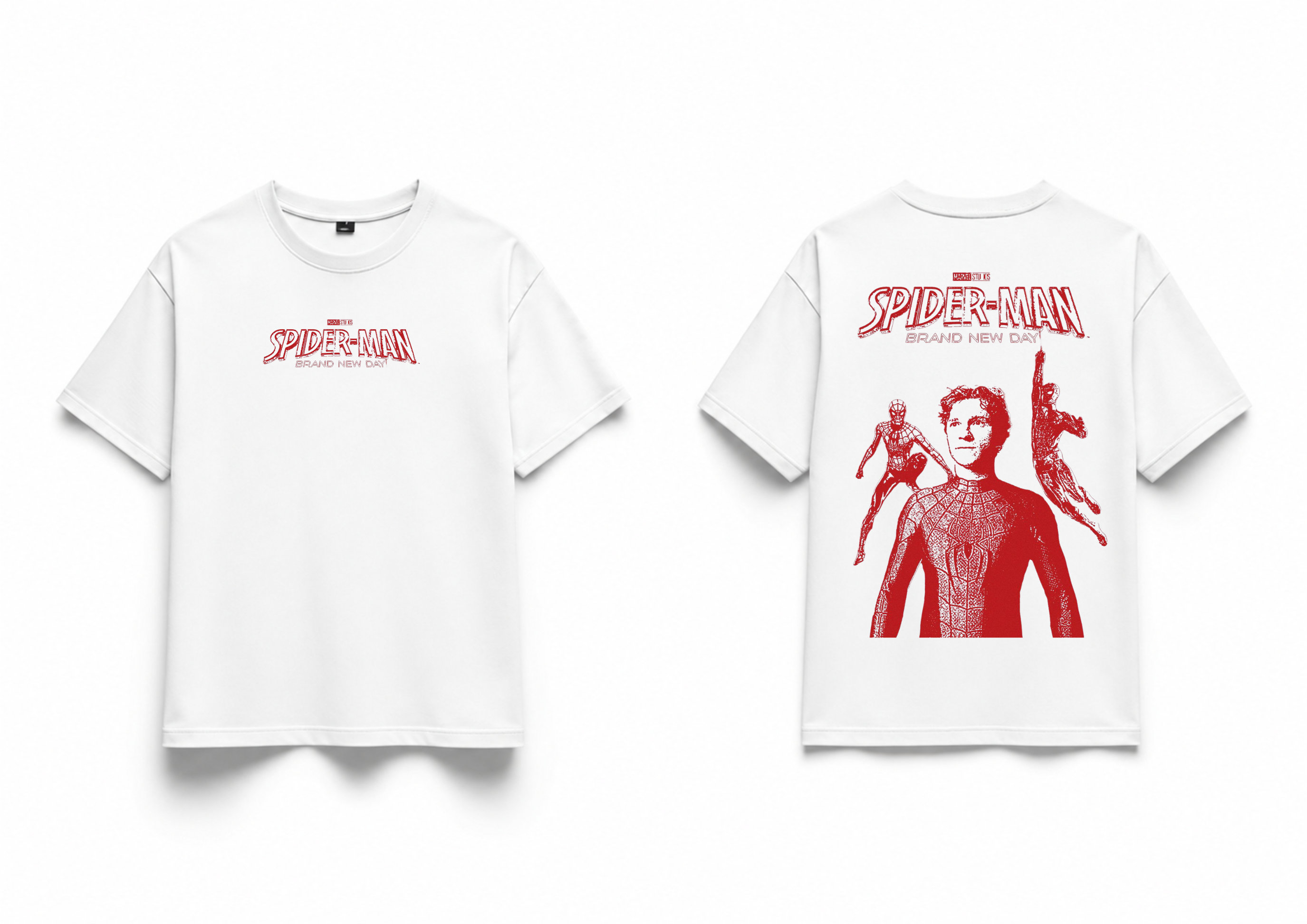 Spider Man Iconic Red Line Art Premium Oversized T-Shirts | 85FASHIONSTORE