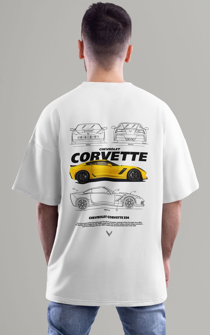 Chevrolet Corvette Z06 Oversized T-Shirt White | 85FASHIONSTORE