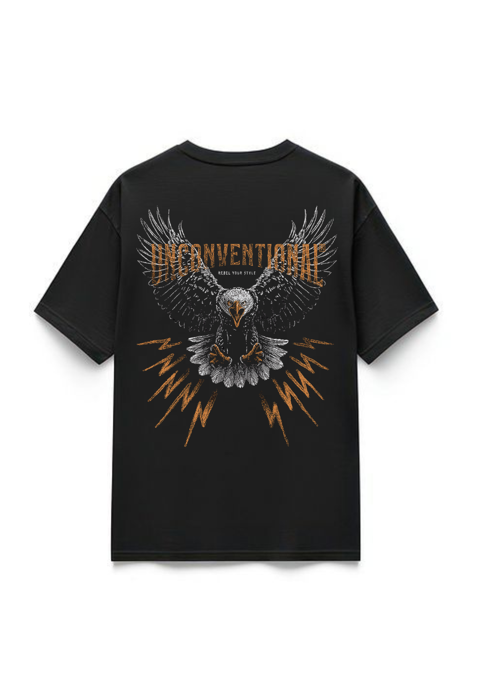 Men's "Unconventional" Eagle Graphic Oversized T-Shirt - Black| 85FASHIONSTORE