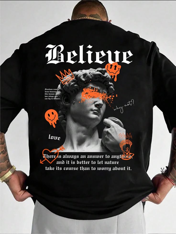 Renaissance Sculpture "Believe" Neo-Classic Premium Oversized T-Shirts | 85FASHIONSTORE