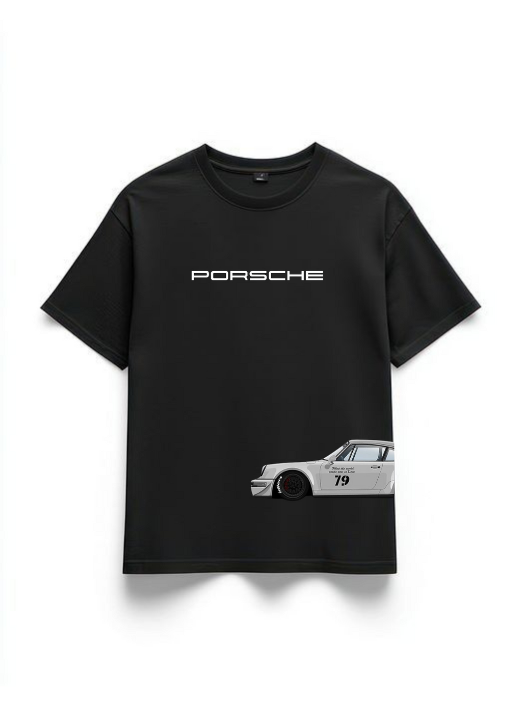 Porsche 911 GT3 RS Automotive Blueprint Oversized T-Shirt - Black | 85FASHIONSTORE
