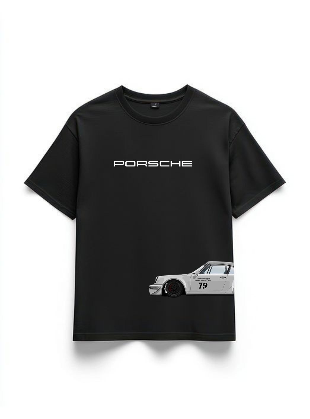 Porsche 911 GT3 RS Automotive Blueprint Oversized T-Shirt - Black | 85FASHIONSTORE