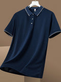 Men's Premium Polo Shirt - Navy Blue with Tipped Details | 85FASHIONSTORE