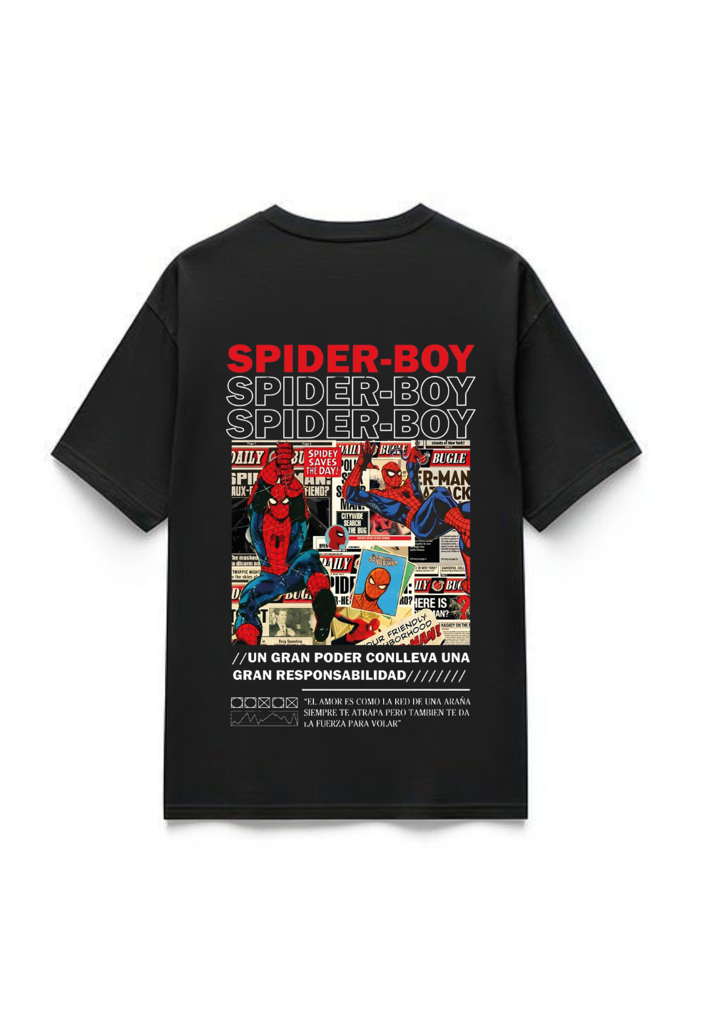 Spider-Boy Retro Comic Graphic Oversized T-Shirt - Black | 85FASHIONSTORE