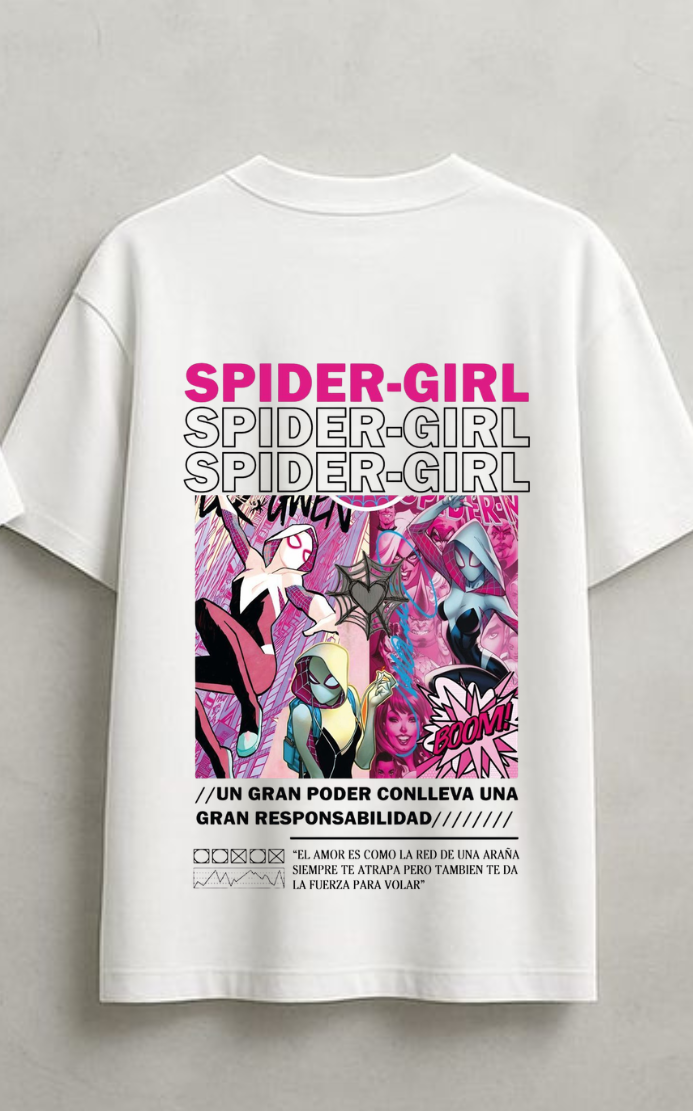 Spider-Girl Retro Comic Graphic Oversized T-Shirt - White| 85FASHIONSTORE