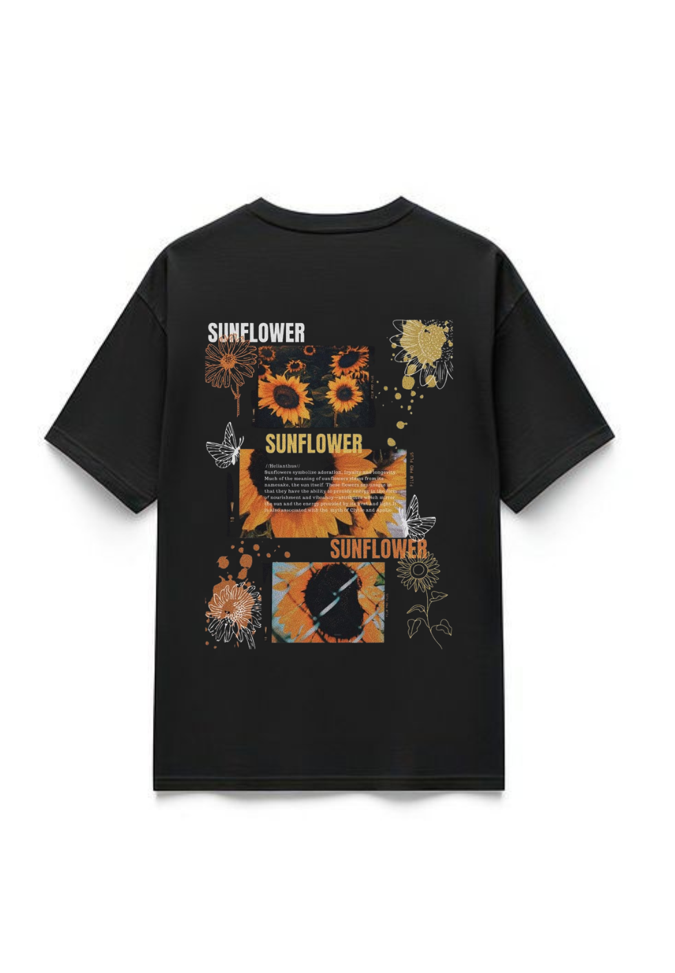 Men's "Sunflower" Aesthetic Graphic Oversized T-Shirt - Black | 85FASHIONSTORE