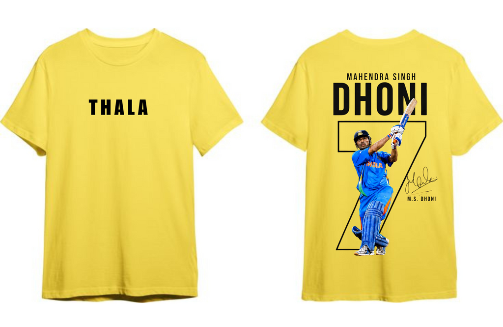 "Thala 7" Premium regular fit Yellow T-Shirt | 85FASHIONSTORE