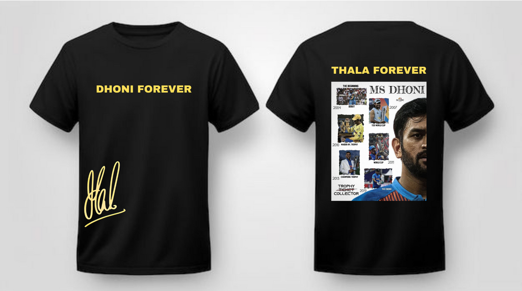 DHONI FOREVER Premium regular fit Black T-Shirt | 85FASHIONSTORE