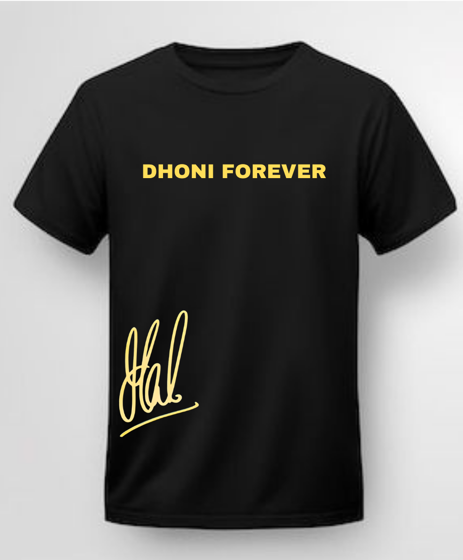 DHONI FOREVER Premium regular fit Black T-Shirt | 85FASHIONSTORE