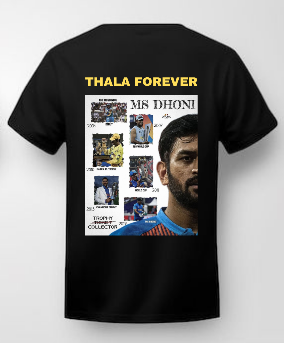 DHONI FOREVER Premium regular fit Black T-Shirt | 85FASHIONSTORE