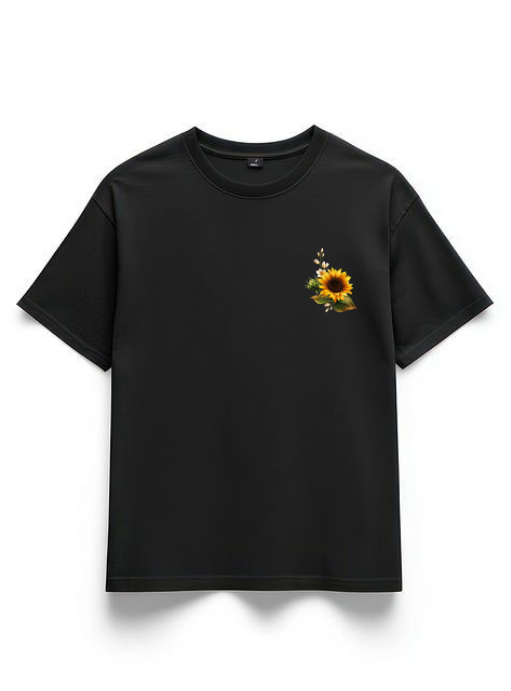 Men's "Sunflower" Aesthetic Graphic Oversized T-Shirt - Black | 85FASHIONSTORE