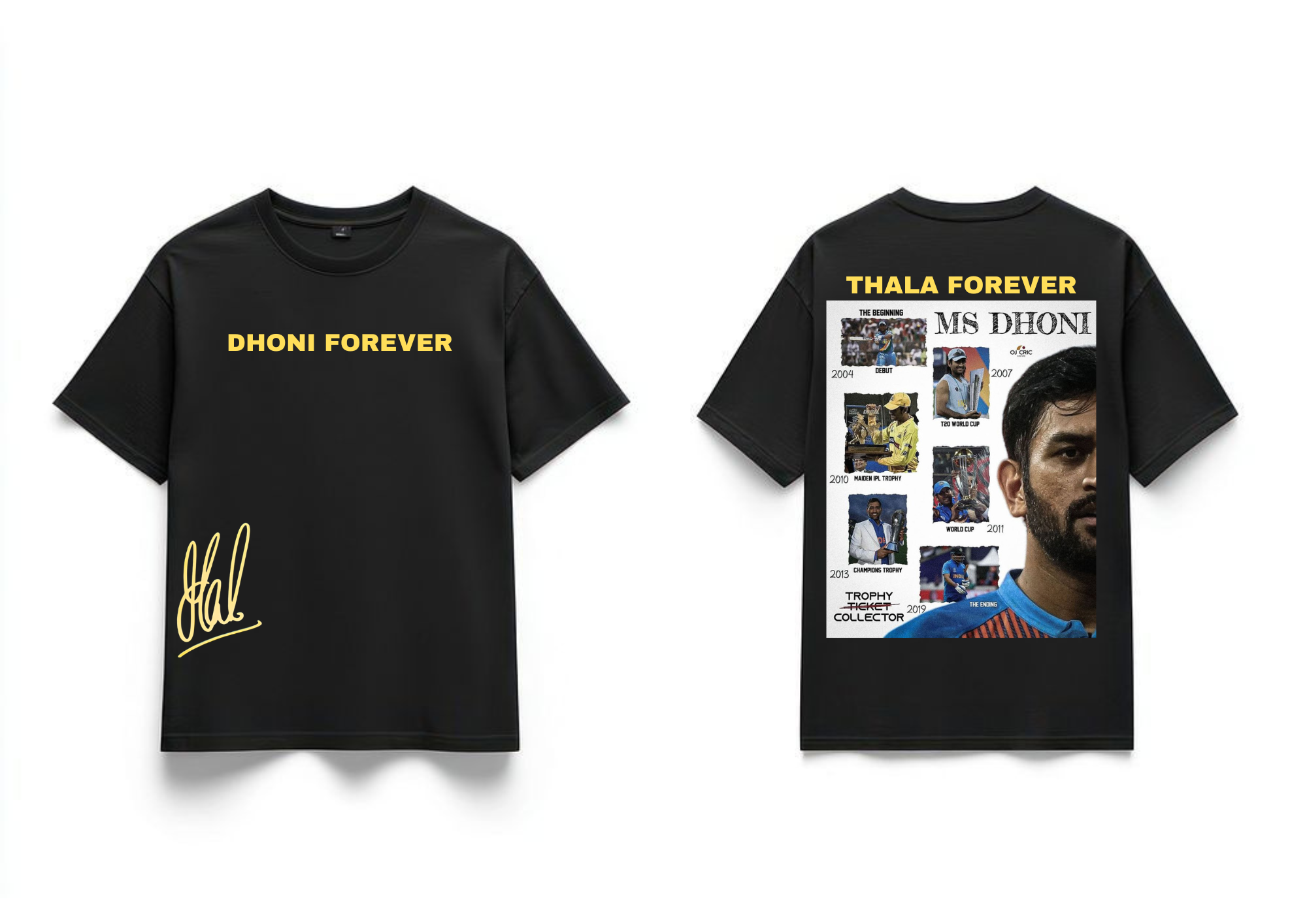 "Dhoni Forever" Black Premium Oversized T-Shirts | 85FASHIONSTORE