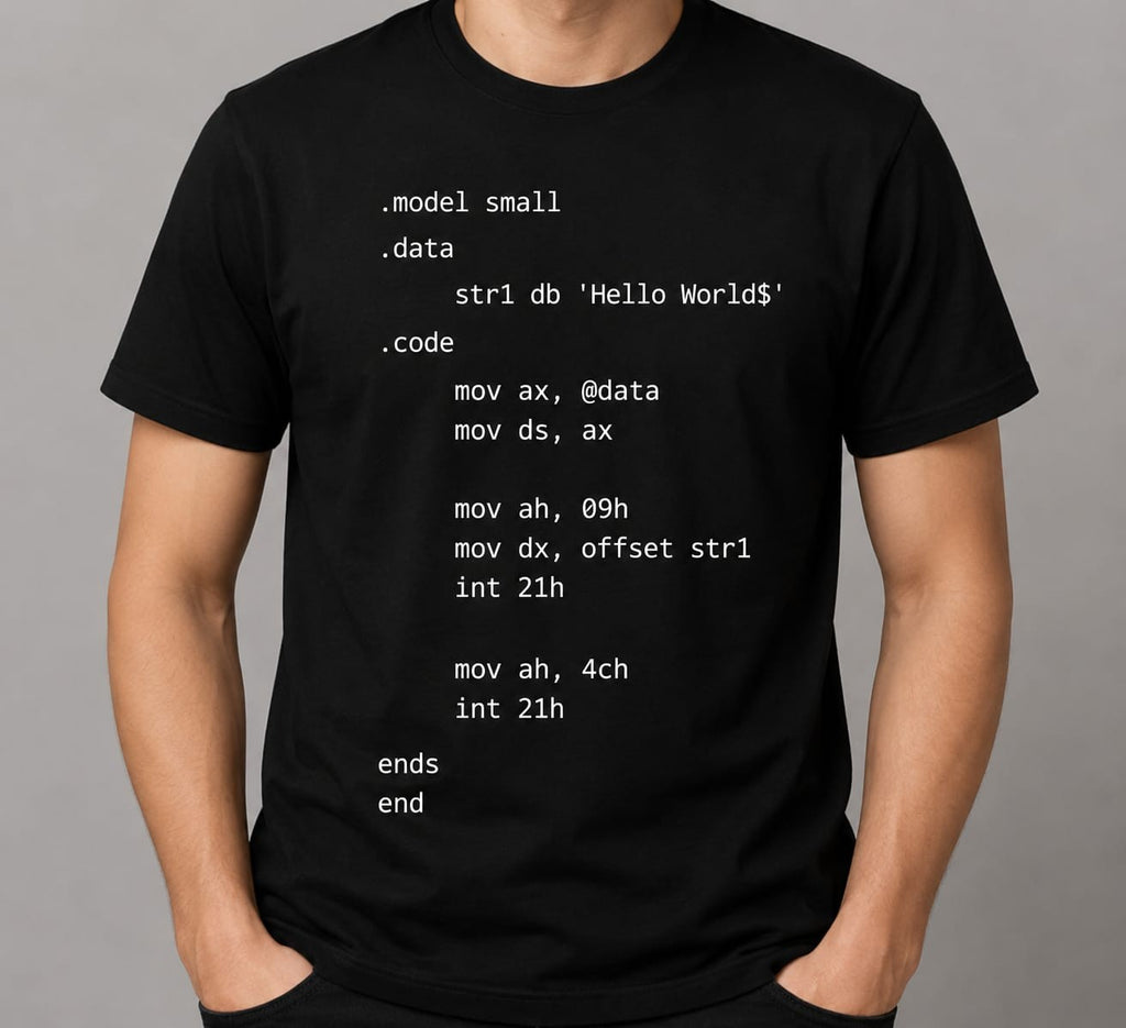 Assembly Language "Hello World" Graphic Regular Fit T-Shirt | 85FASHIONSTORE